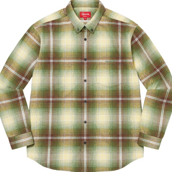 Supreme Shadow Plaid Flannel Shirt Green Medium Rockabilly Spellout SS23 - Picture 1 of 2